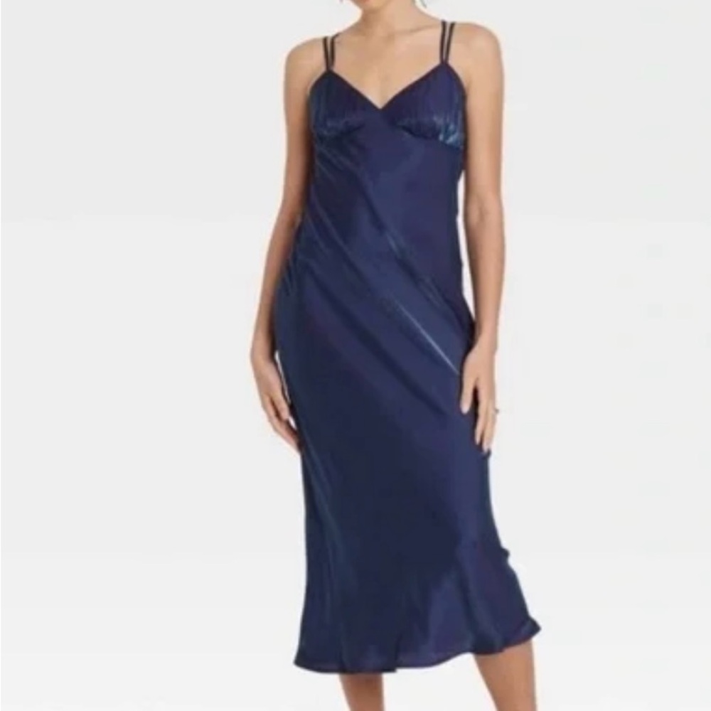 Wild Fable Responsible Iridescent Navy Blue Slip Maxi Cocktail Dress SizeVarious - Picture 3 of 6